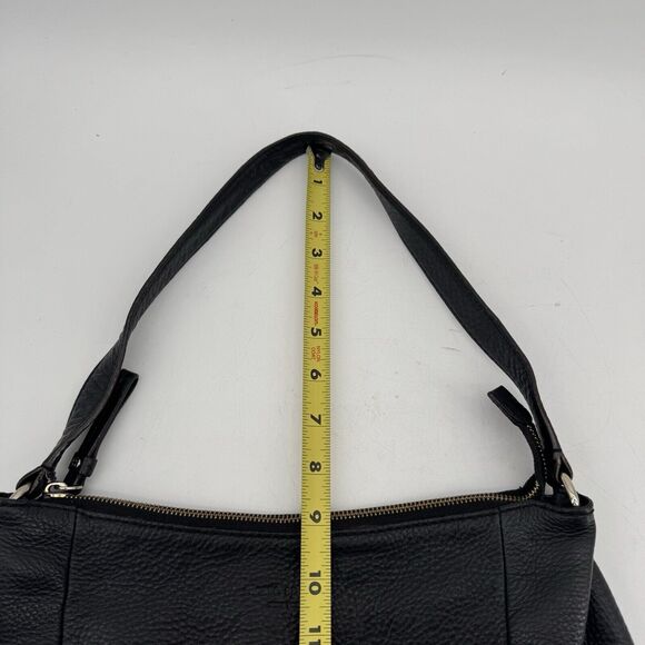 KATE SPADE Purse Black Pebbled Leather Shoulder Bag Hobo Slouch Spell Out Bottom - Picture 12 of 12